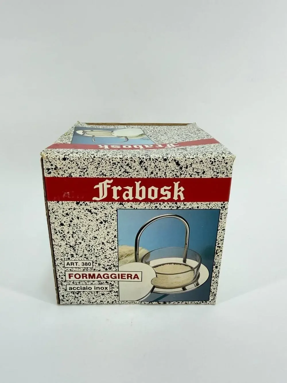 Frabosk Italy Stainless Steel Parmesan Cheese Cellar Glass Dish Lid Server